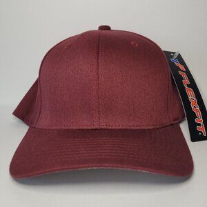 Flexfit Baseball Hat Cap Maroon 6-Panel Structured NWT